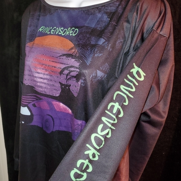 Black Long-Sleeved Plus Size Rincensored T-shirt Dresses Women Sizes 1X, 3X, 4X - Picture 4 of 6